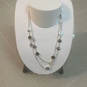 NWT DKNY long silver necklace